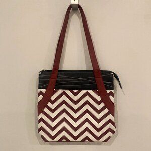 Espe Vegan Shoulder Bag - Red, White and Black with Floral Lining